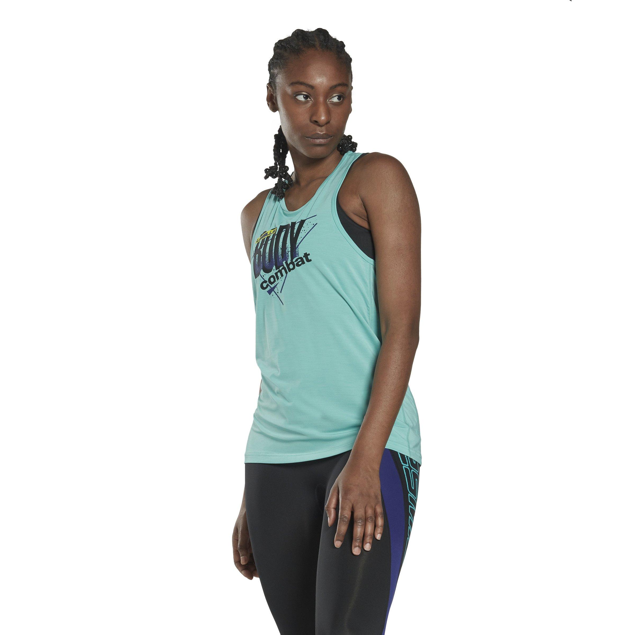 Reebok Women's Les Mills BodyCombat ACTIVCHILL Graphic Tank Top-Teal -  Hibbett | City Gear